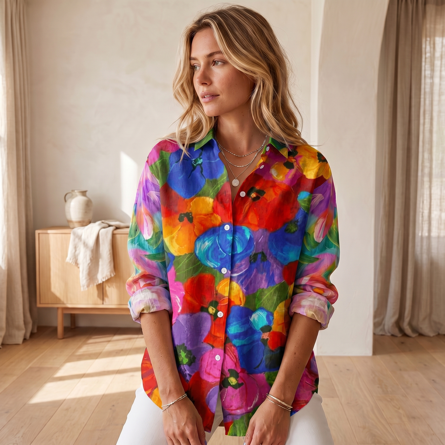 Women's Vibrant Print Blouse | Lightweight Breathable Summer Top
