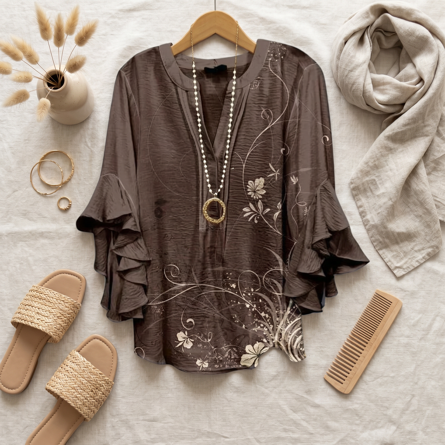 Women's Lightweight Long Sleeve Blouse | Elegant Office Top