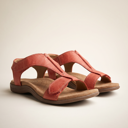 Women's Vegan Leather Sandals | Orthopedic Supportive T-Strap Summer Footwear