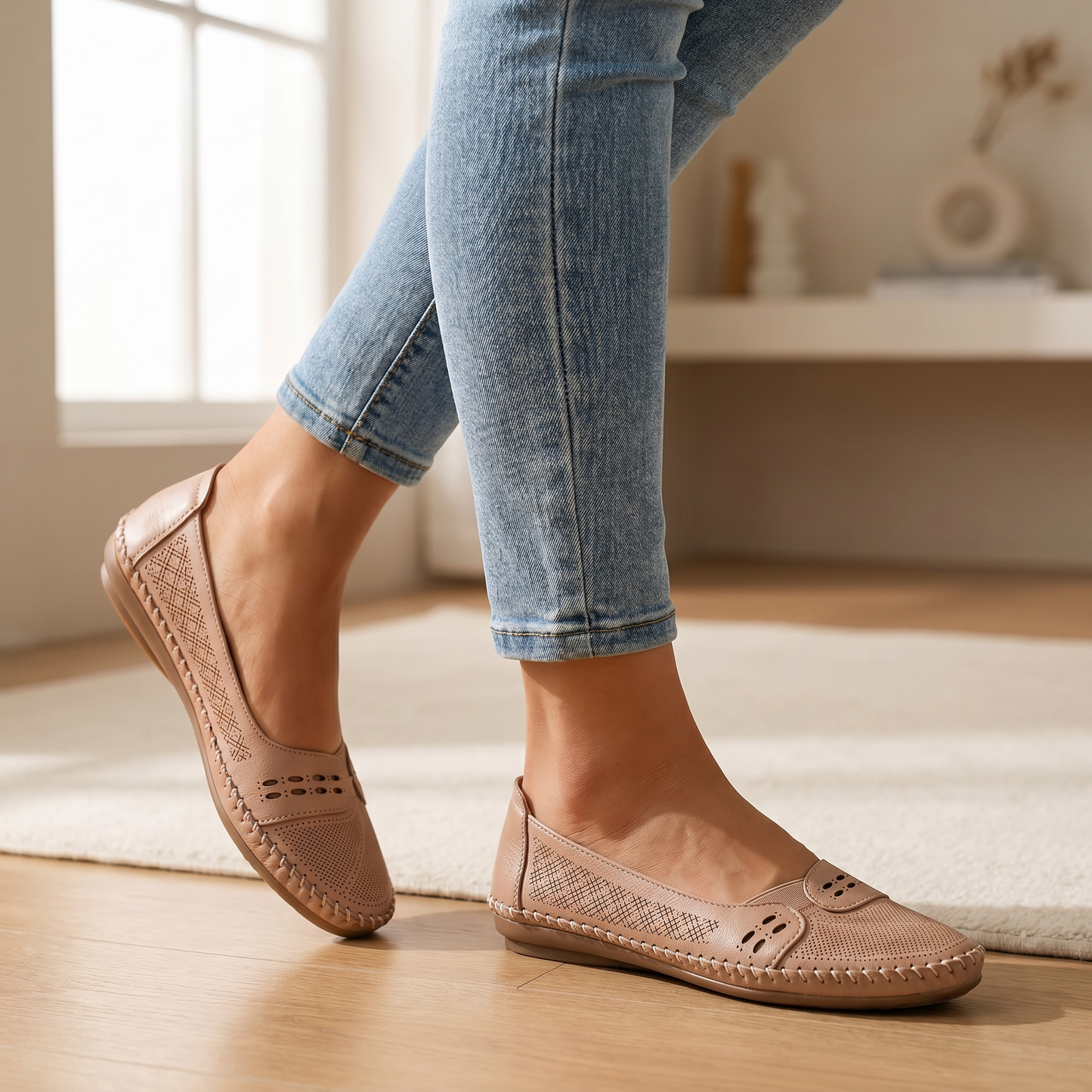 Women's Lightweight Orthopedic Flats | Comfortable Supportive Black Flat Shoes