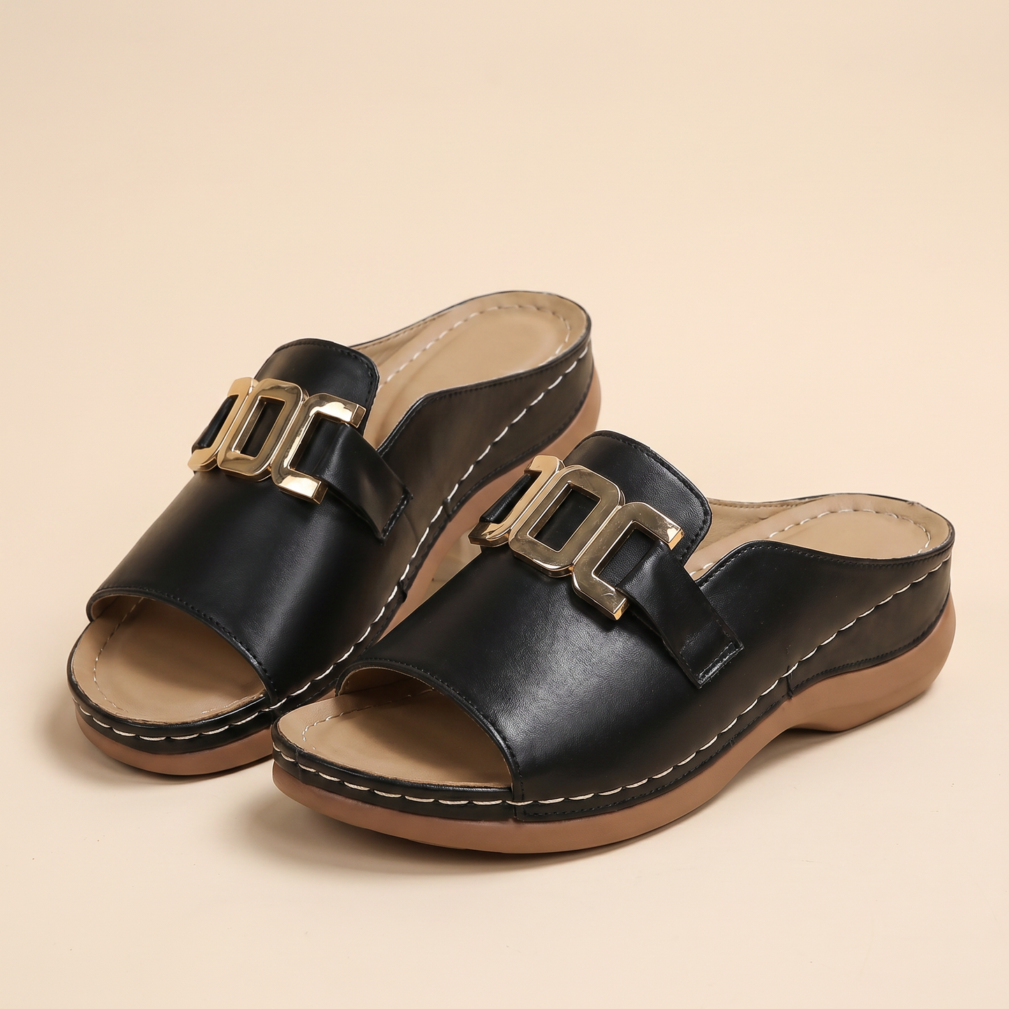 Women's Vegan Leather Wedge Sandals | Elegant Orthopedic Summer Footwear