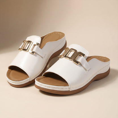 Women's Vegan Leather Wedge Sandals | Elegant Orthopedic Summer Footwear