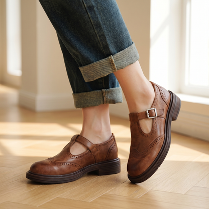 Women's Orthopedic Leather Mary Jane Shoes | Comfortable Elegant Footwear for All-Day Wear