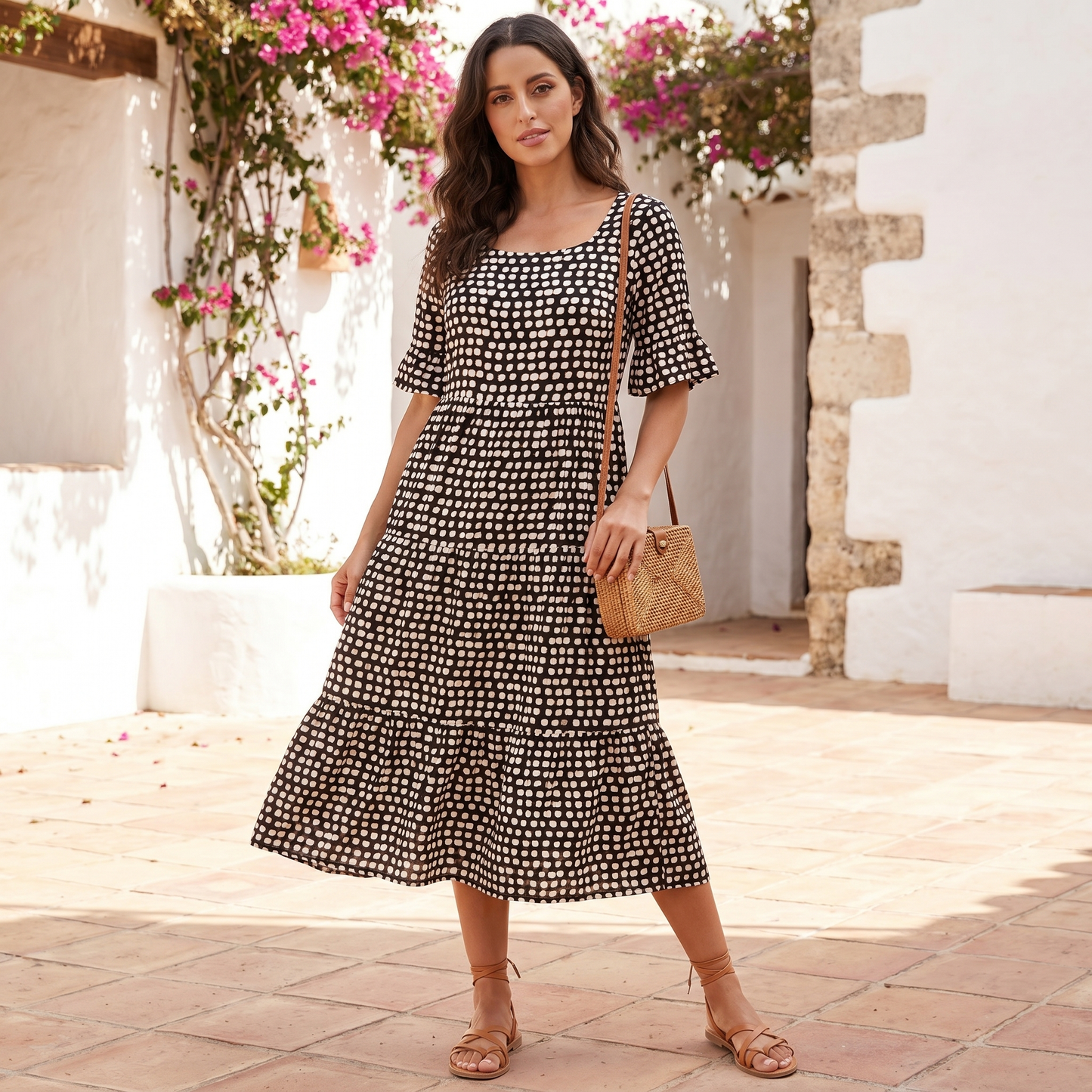 Women's Tiered Midi Dress | Relaxed Fit Lightweight Summer Dress