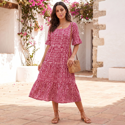 Women's Tiered Midi Dress | Relaxed Fit Lightweight Summer Dress