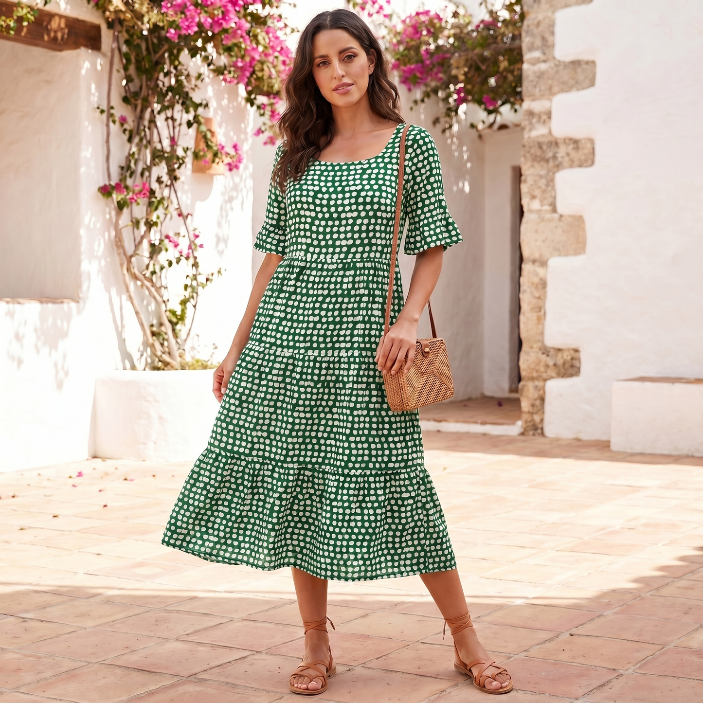 Women's Tiered Midi Dress | Relaxed Fit Lightweight Summer Dress