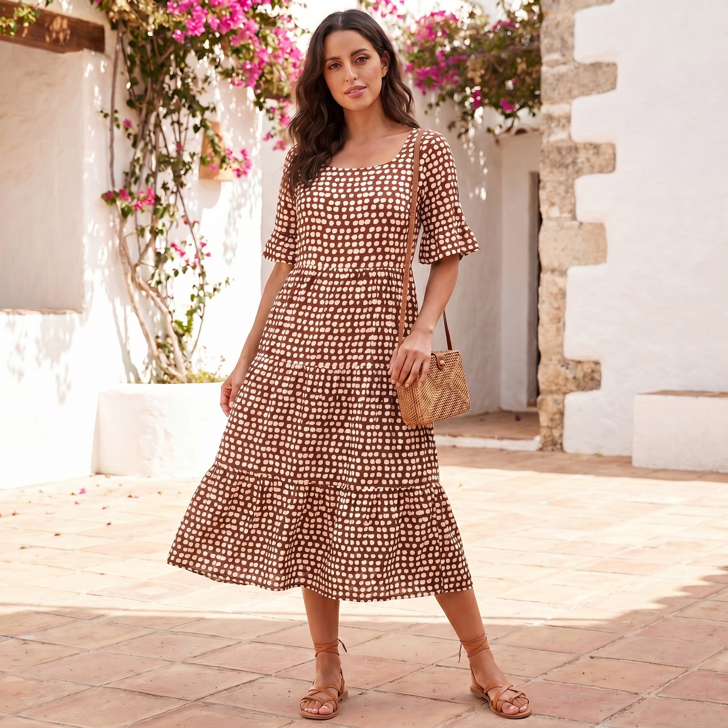 Women's Tiered Midi Dress | Relaxed Fit Lightweight Summer Dress