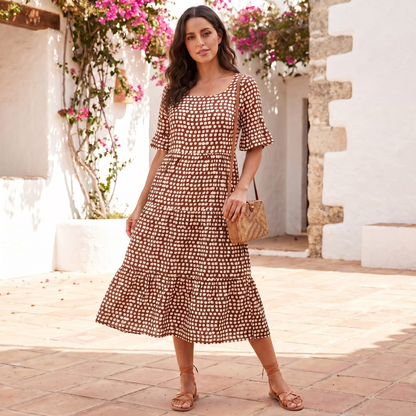 Women's Tiered Midi Dress | Relaxed Fit Lightweight Summer Dress