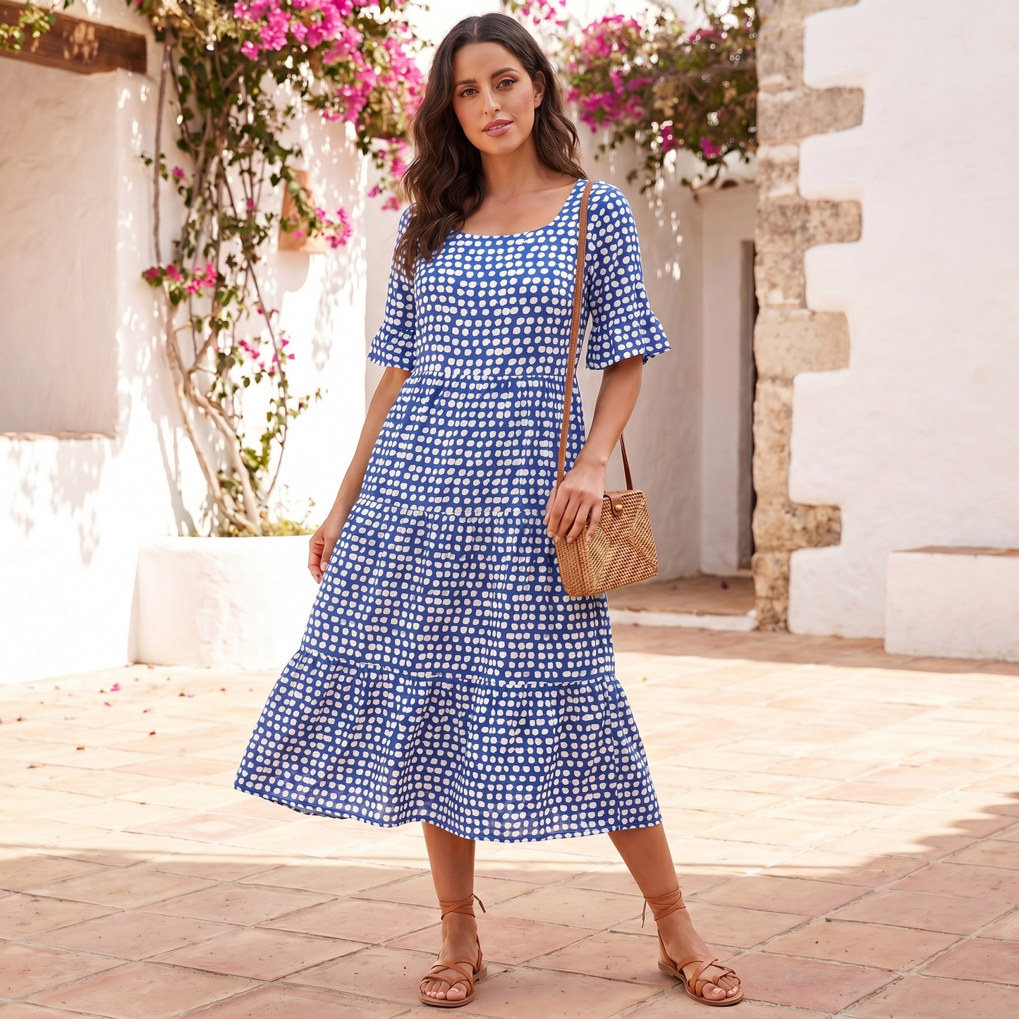 Women's Tiered Midi Dress | Relaxed Fit Lightweight Summer Dress
