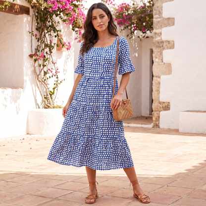 Women's Tiered Midi Dress | Relaxed Fit Lightweight Summer Dress