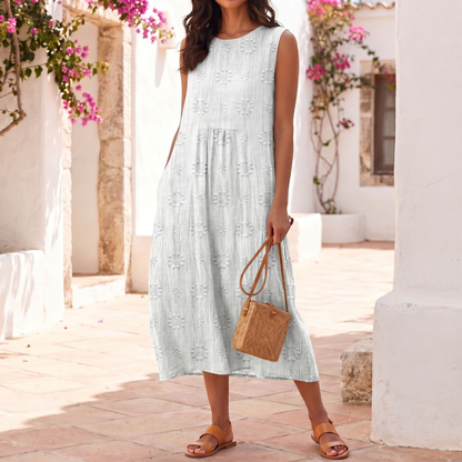 Women's Embroidered Sleeveless Dress | Lightweight Maxi Summer Dress