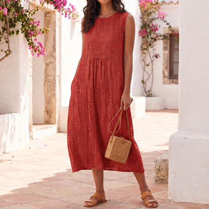 Women's Embroidered Sleeveless Dress | Lightweight Maxi Summer Dress