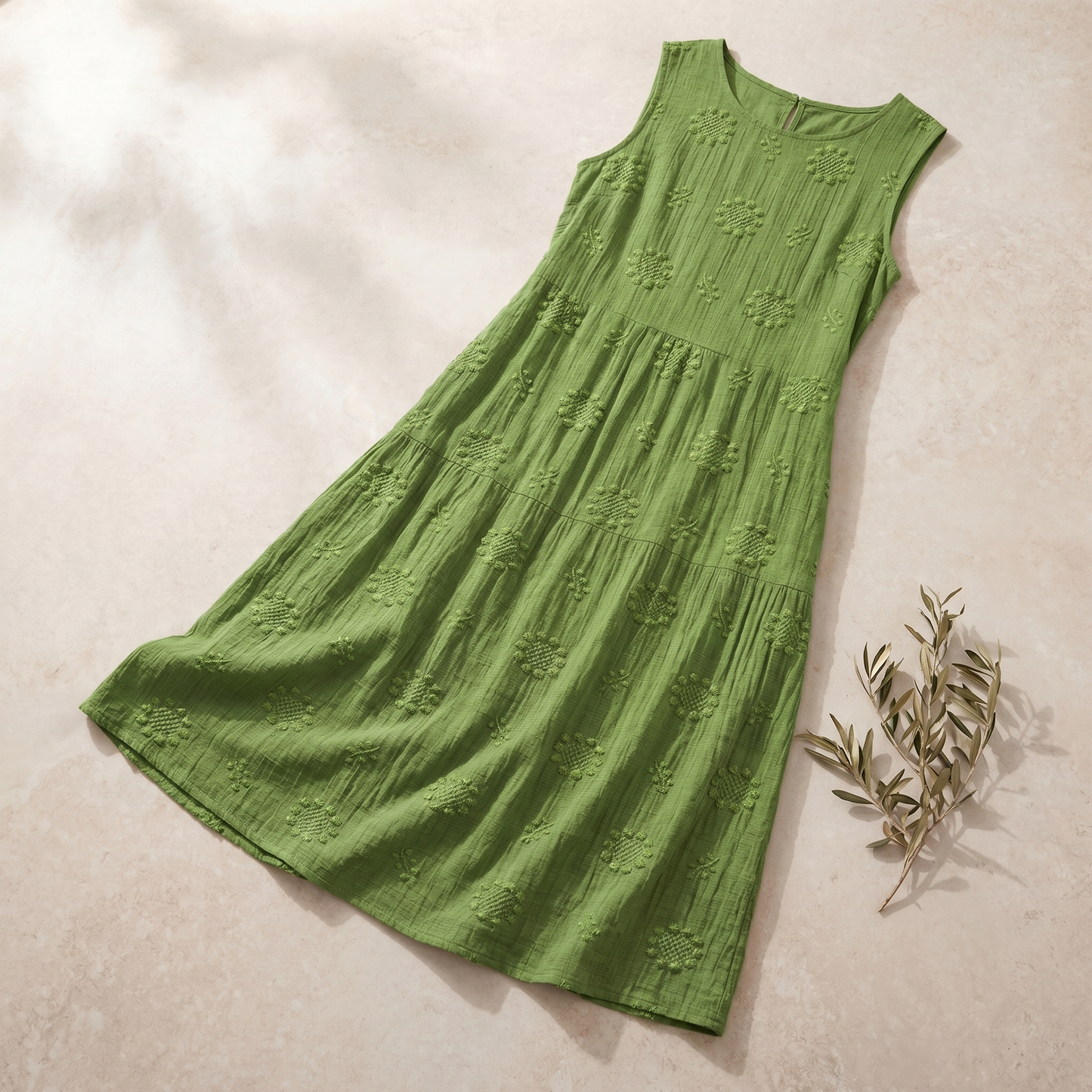 Women's Embroidered Sleeveless Dress | Lightweight Maxi Summer Dress