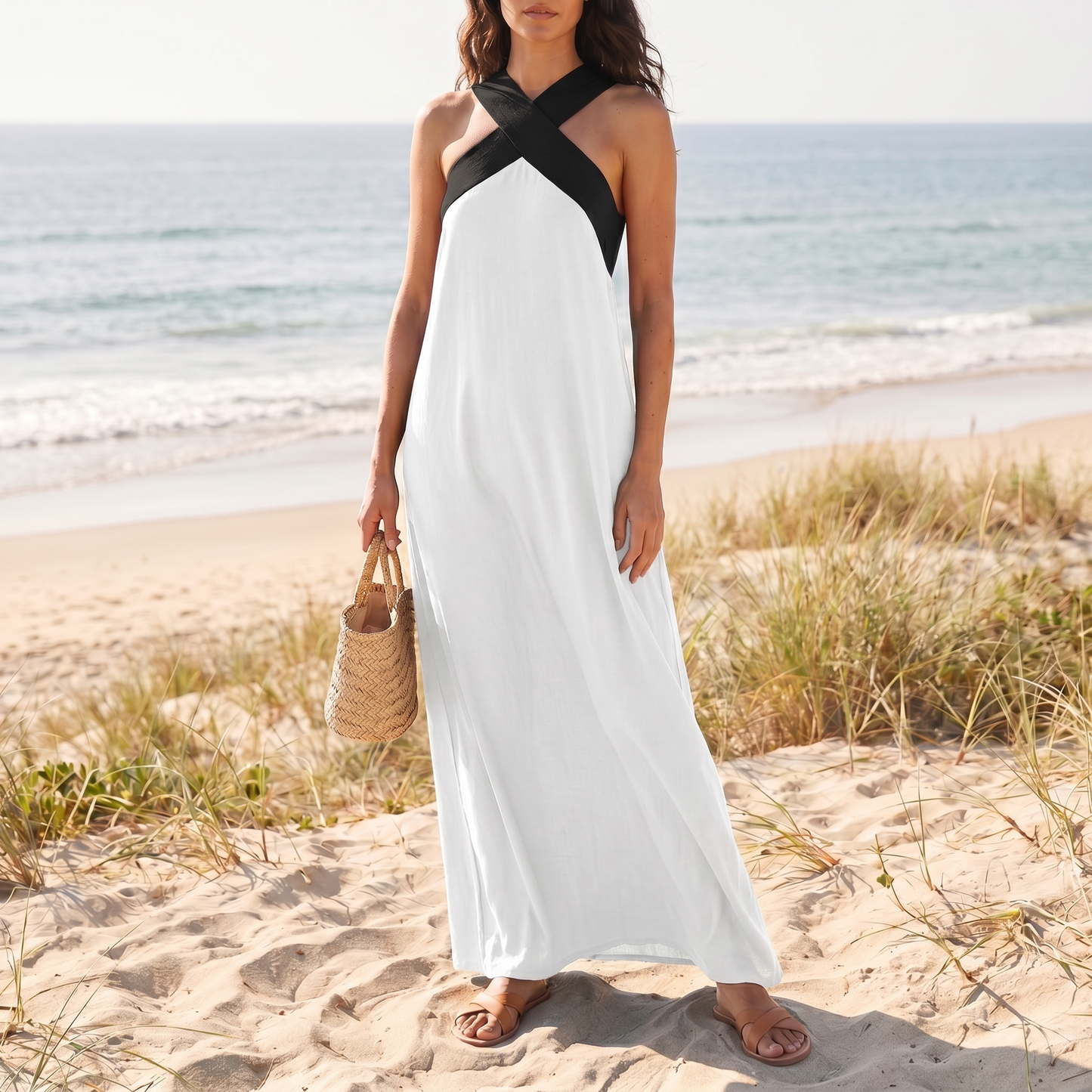 Women's Breathable Crossover Maxi Dress | Airy Summer Dress
