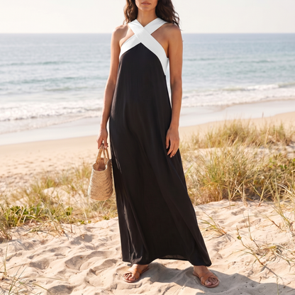 Women's Breathable Crossover Maxi Dress | Airy Summer Dress