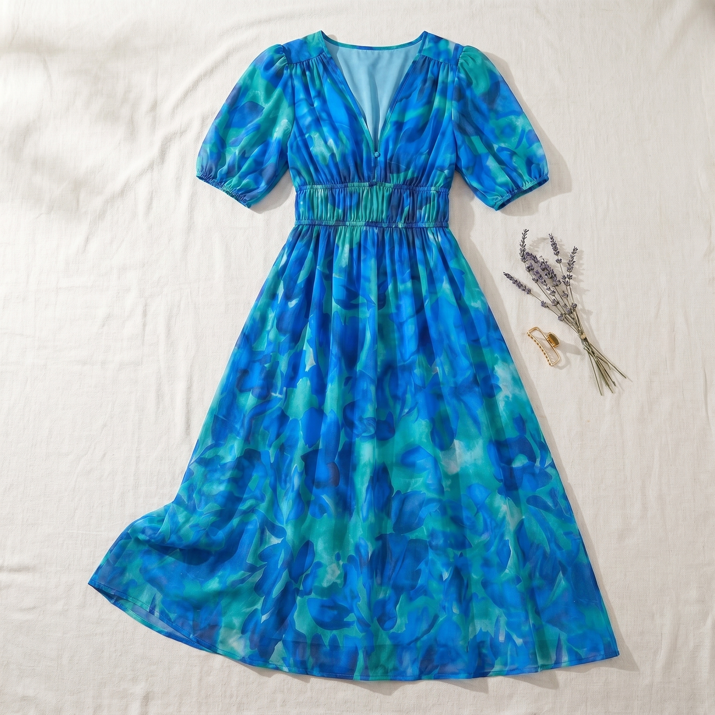 Women's Floral Print Midi Dress | Lightweight Relaxed Fit Summer Dress