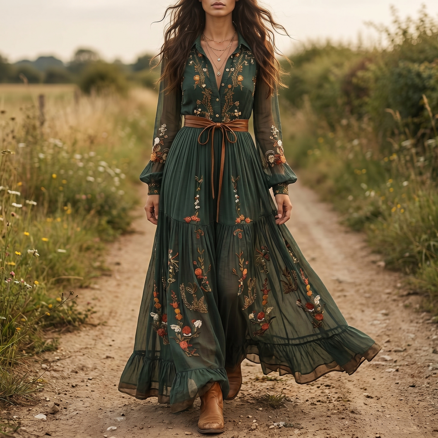 Women's Floral Print Maxi Dress | Pleated Button-Down Summer Gown
