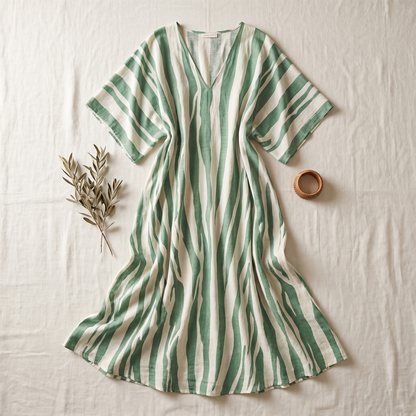 Women's Striped Kaftan Dress | Flowy Beach Cover-Up Summer Dress