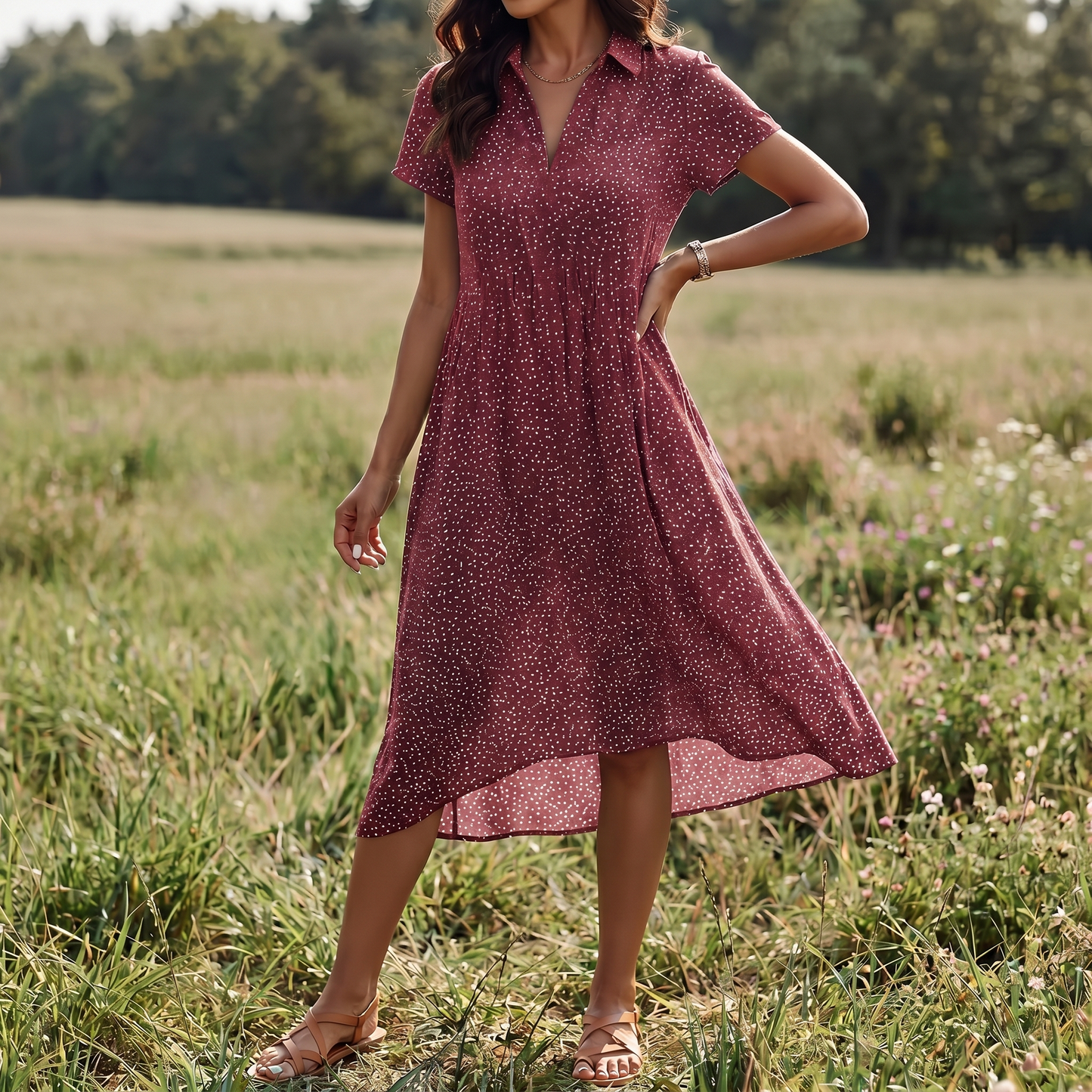 Women's Cotton Midi Shirt Dress | Casual Summer Wear