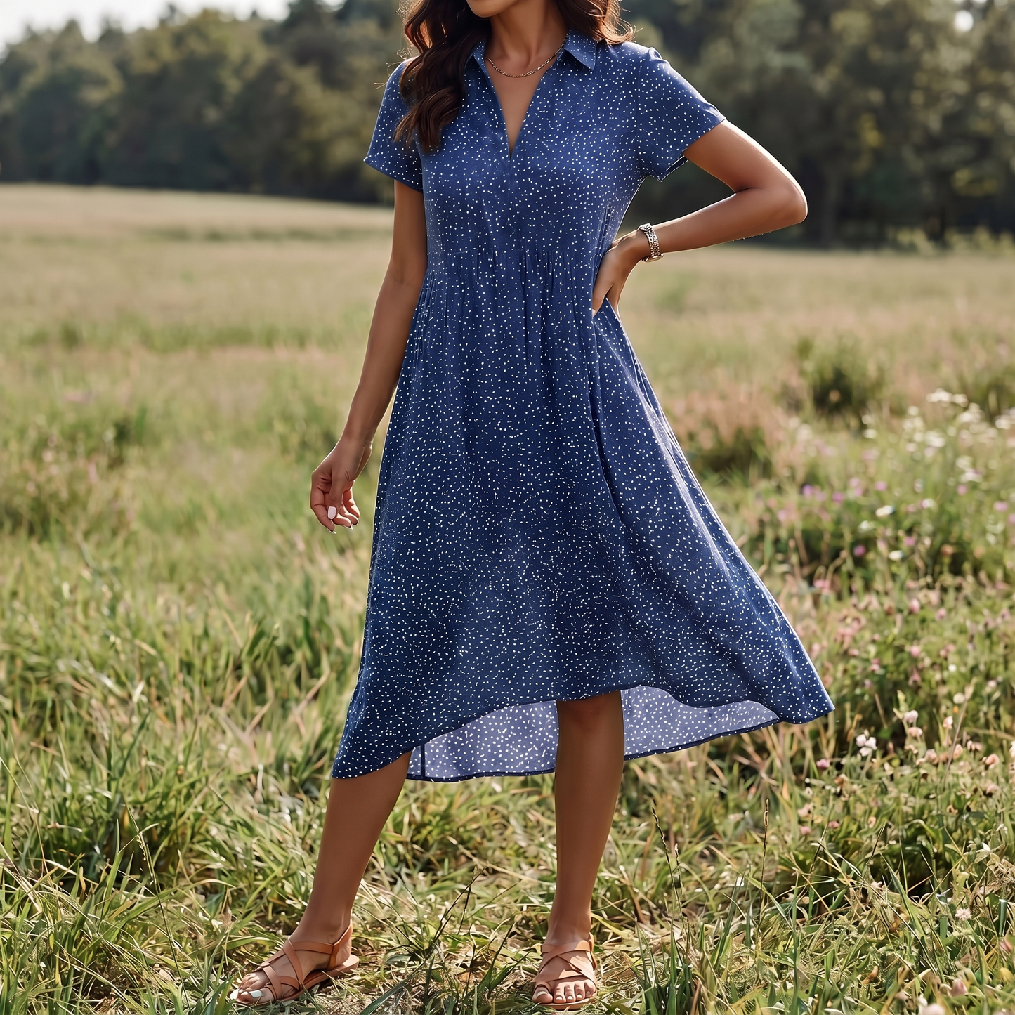 Women's Cotton Midi Shirt Dress | Casual Summer Wear