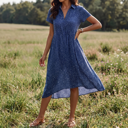 Women's Cotton Midi Shirt Dress | Casual Summer Wear