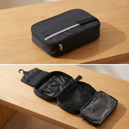 Hanging Toiletry Bag | Compact Travel Organiser | Zipper Closure