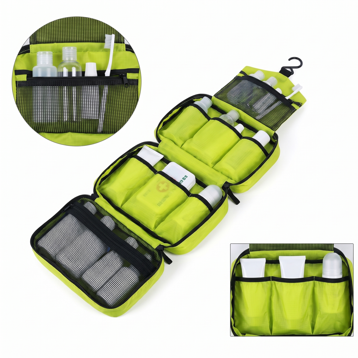 Hanging Toiletry Bag | Compact Travel Organiser | Zipper Closure