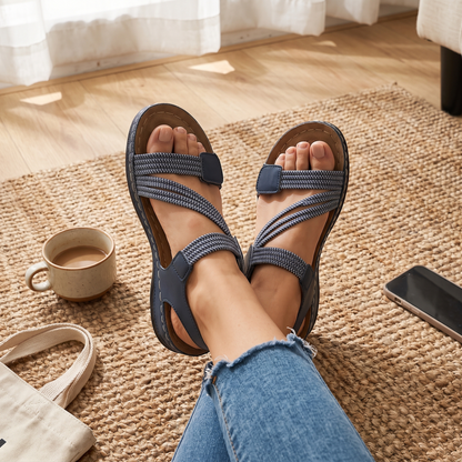 Women's Casual Sandals | Cushioned Insole | Adjustable Hook-and-Loop Fi