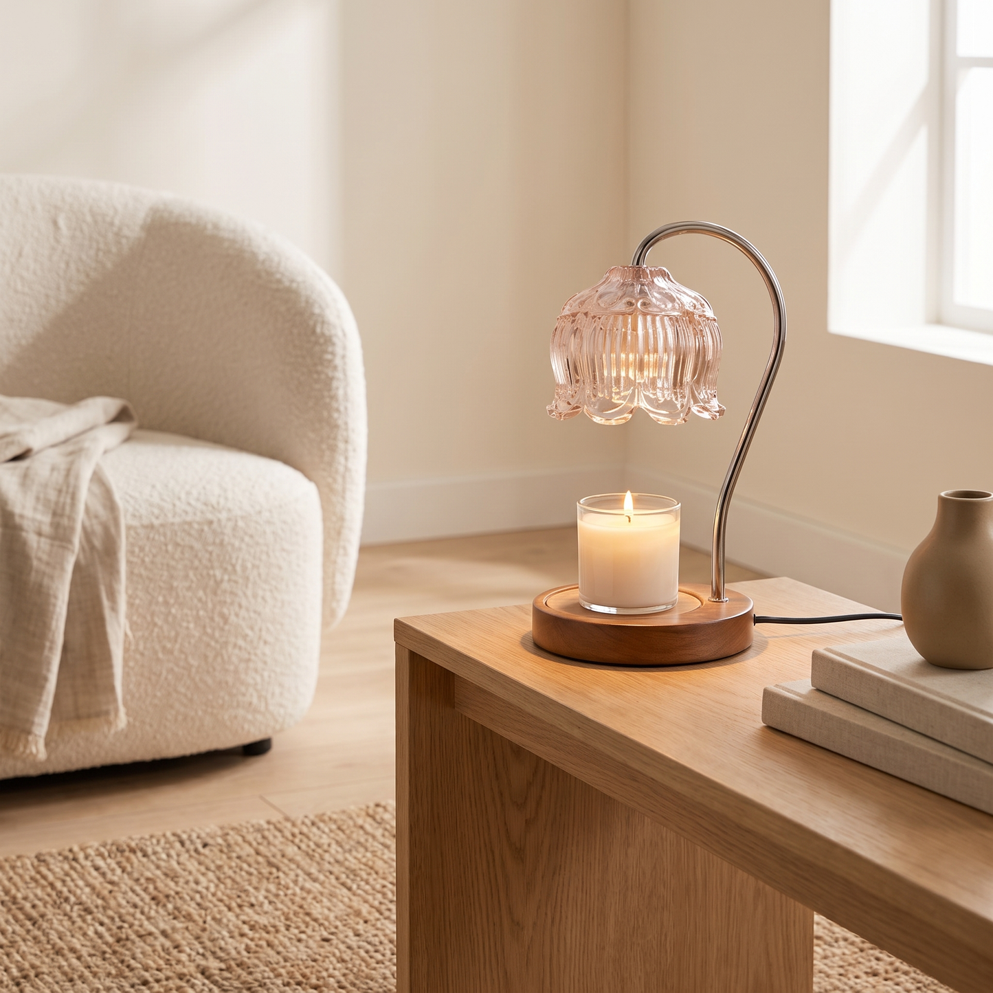 CabaGlow | Elegant Dimmable Glass Candle Warmer Lamp with Adjustable Brightness