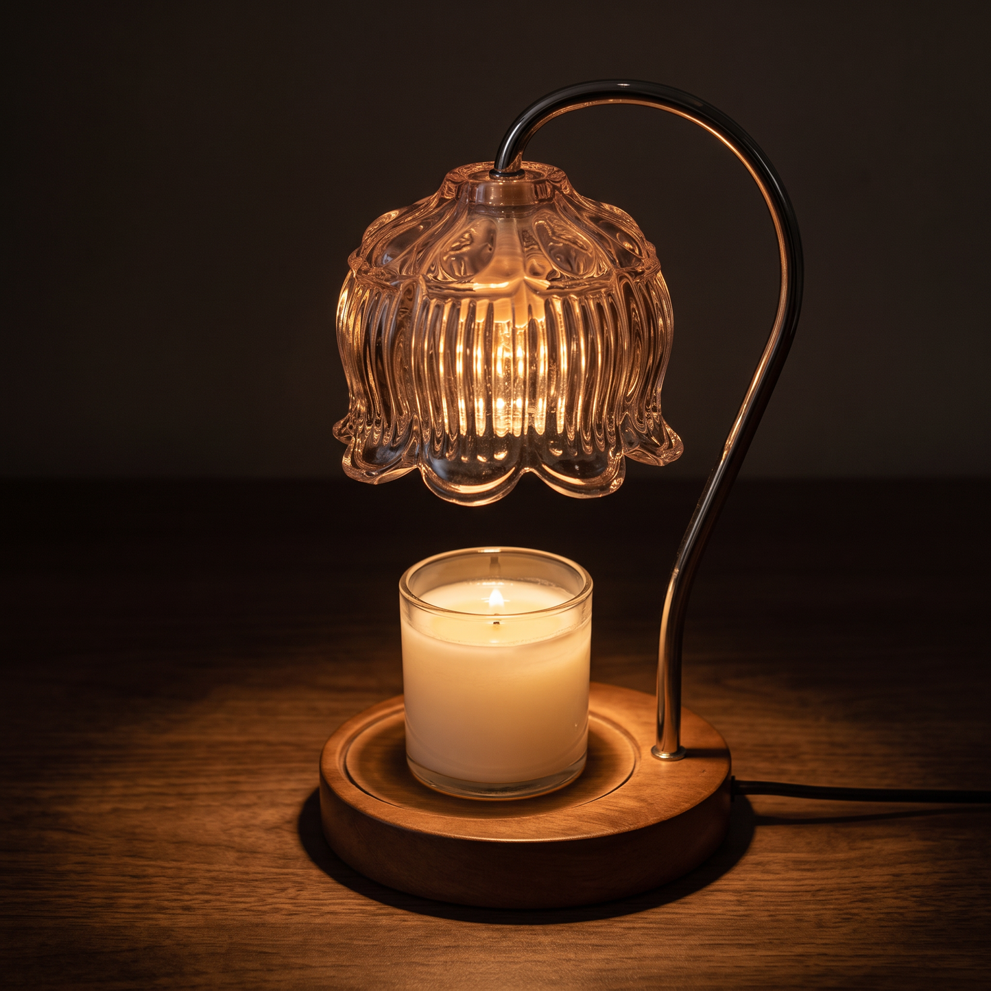 CabaGlow | Elegant Dimmable Glass Candle Warmer Lamp with Adjustable Brightness