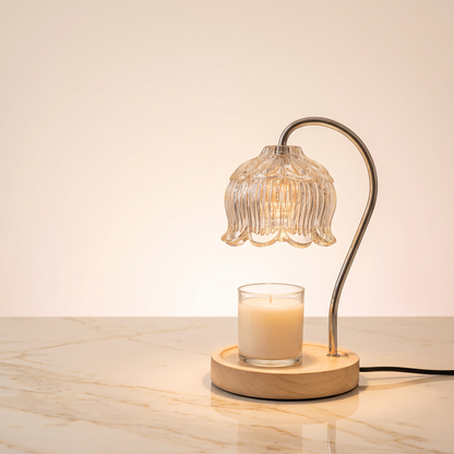 CabaGlow | Elegant Dimmable Glass Candle Warmer Lamp with Adjustable Brightness