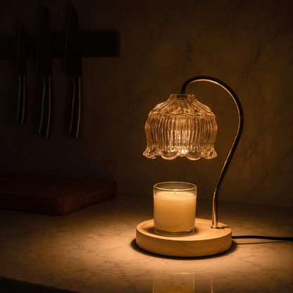 CabaGlow | Elegant Dimmable Glass Candle Warmer Lamp with Adjustable Brightness