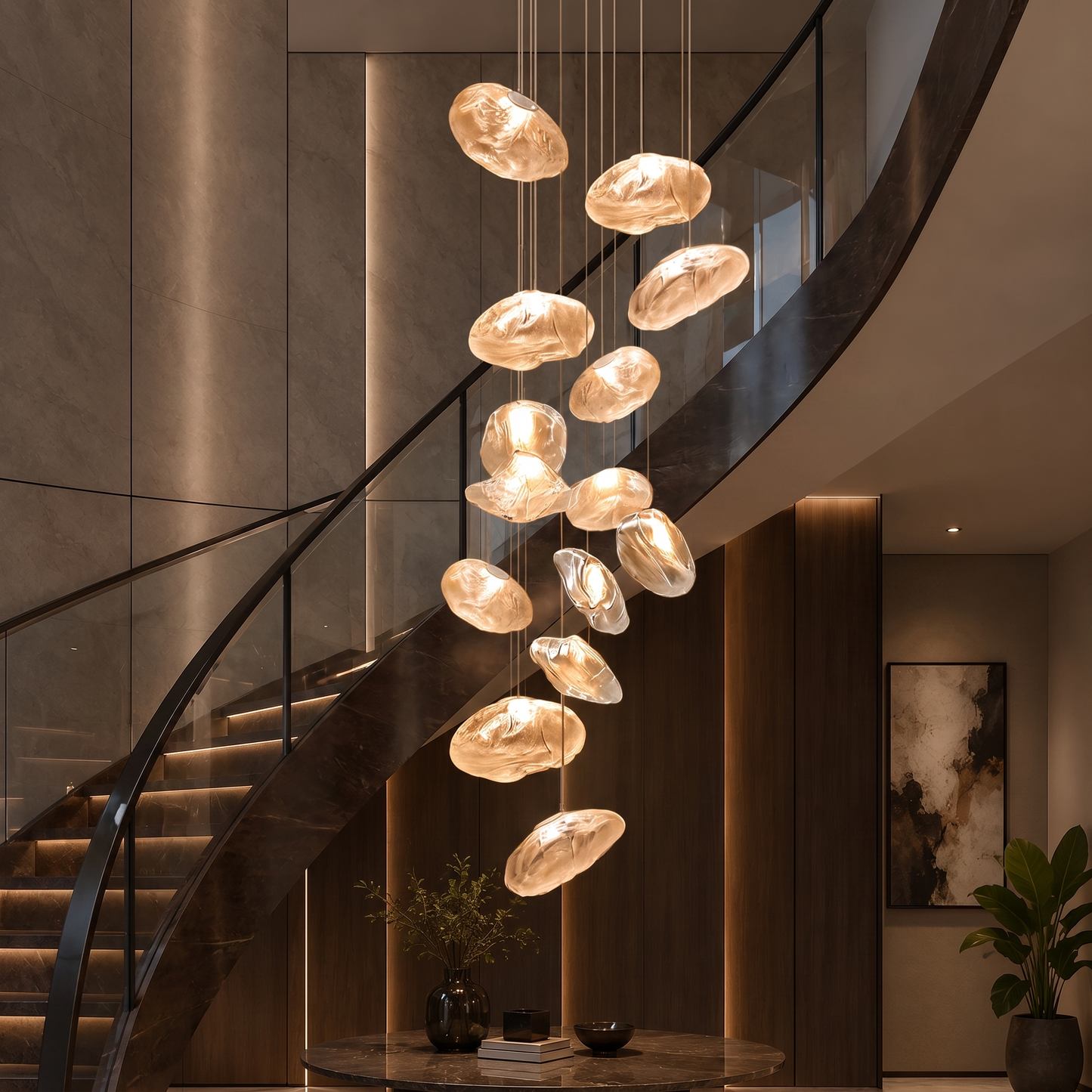SumbaLight | Elegant Sculptural Glass Multi-Light Pendant Lighting