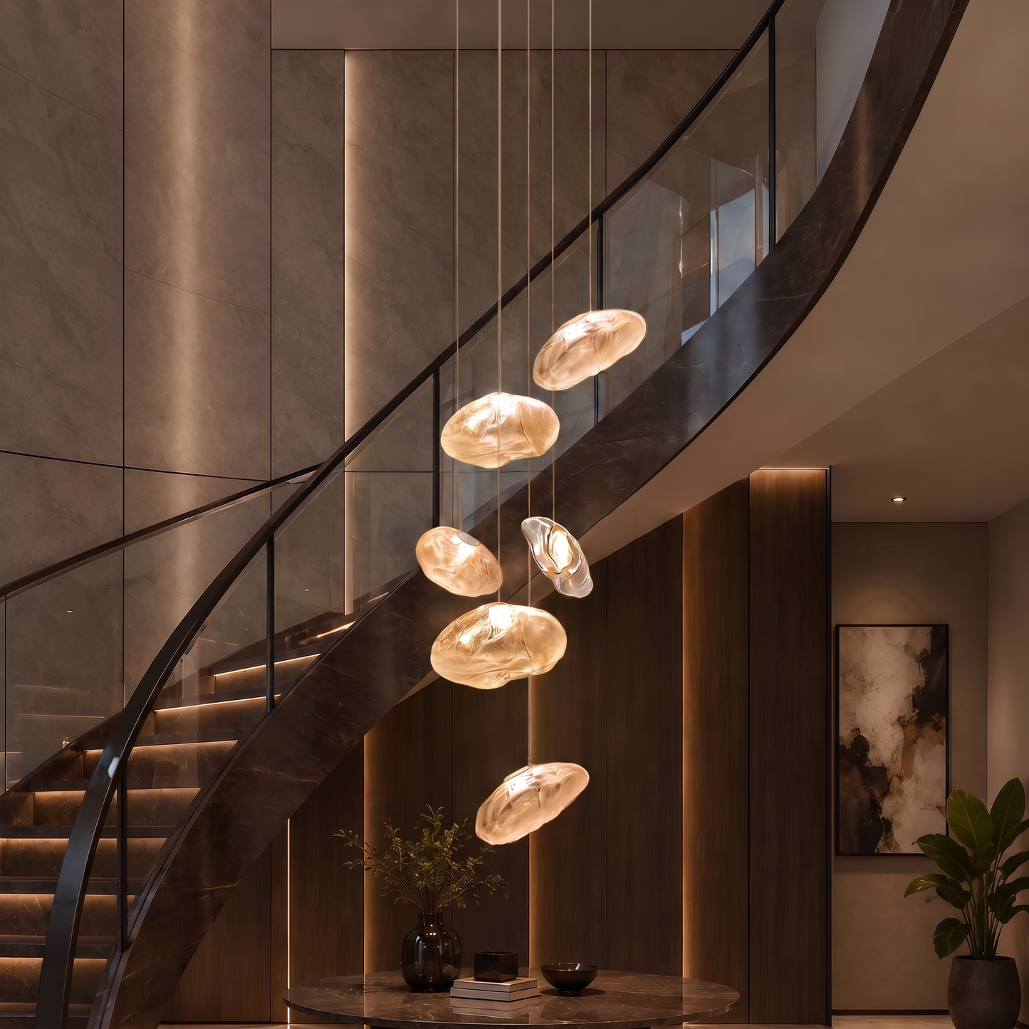 SumbaLight | Elegant Sculptural Glass Multi-Light Pendant Lighting