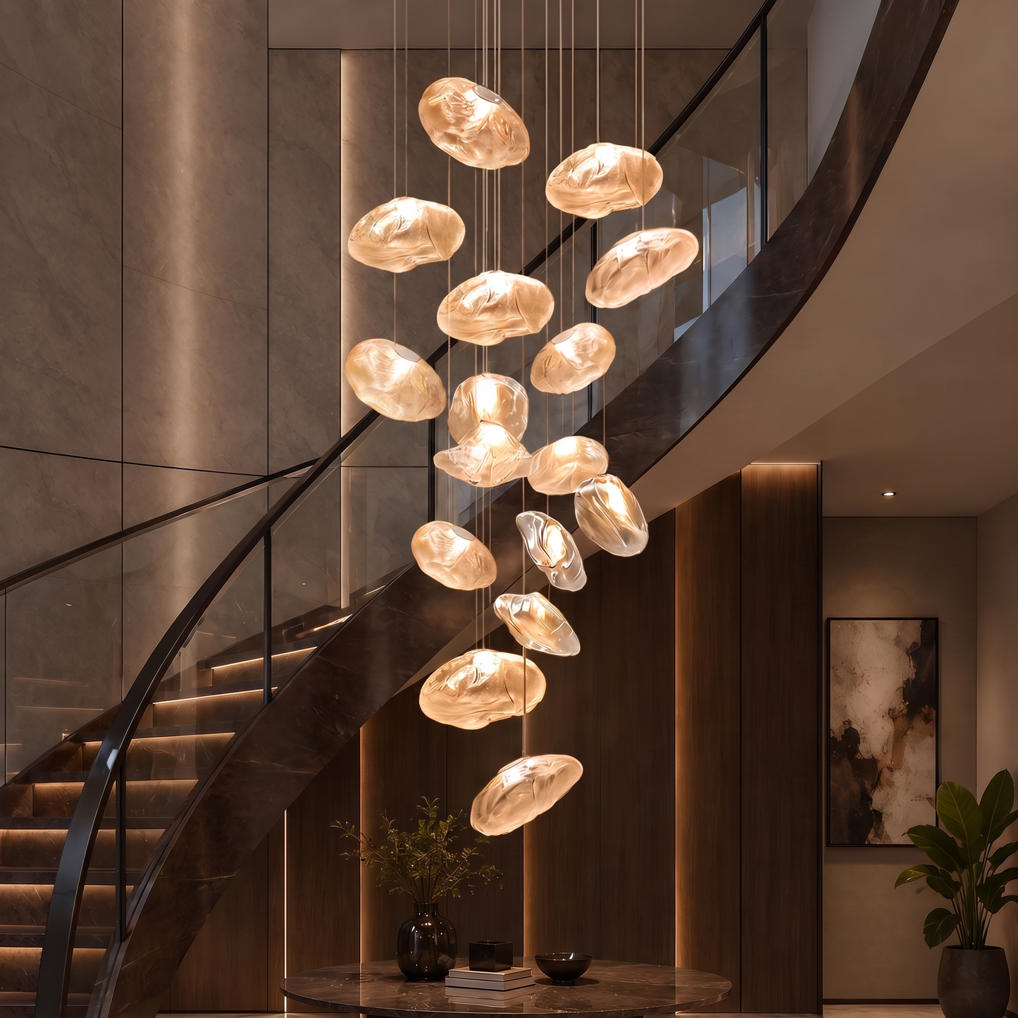 SumbaLight | Elegant Sculptural Glass Multi-Light Pendant Lighting
