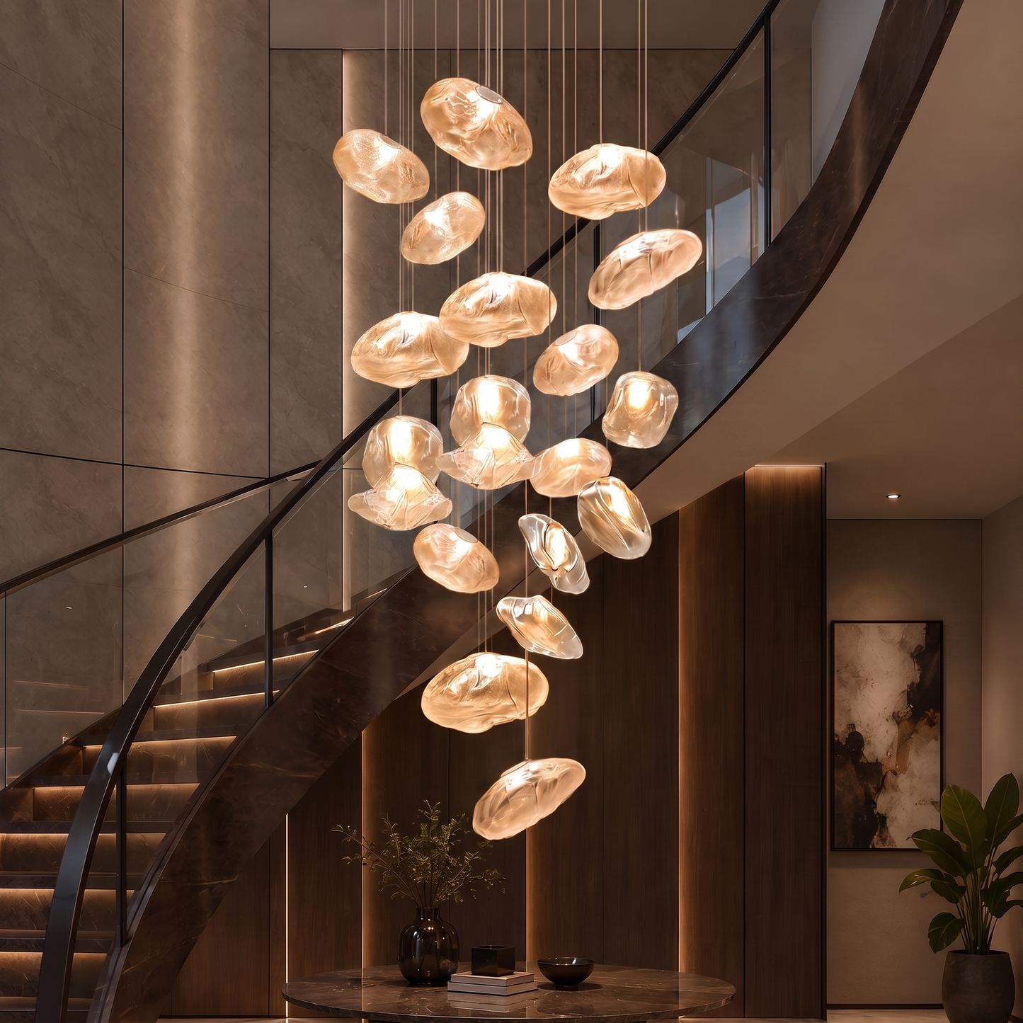 SumbaLight | Elegant Sculptural Glass Multi-Light Pendant Lighting