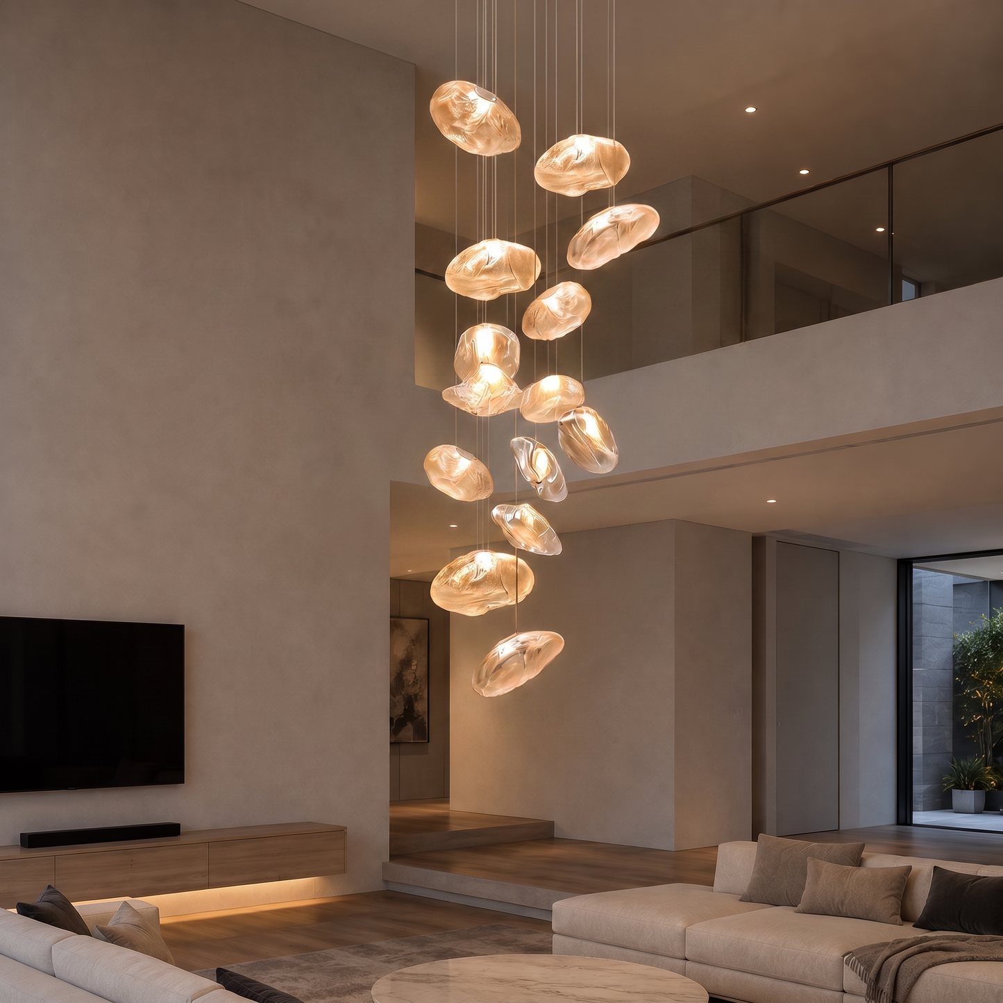 SumbaLight | Elegant Sculptural Glass Multi-Light Pendant Lighting