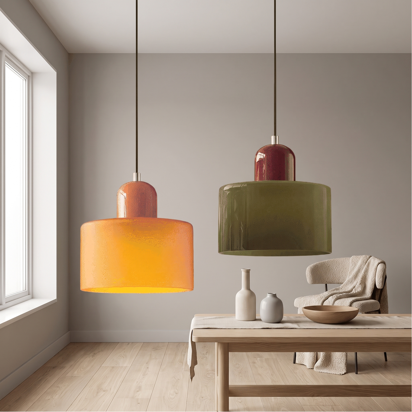 VibrantGlass | Elegant Colorful Bauhaus Glass Pendant Light Fixture