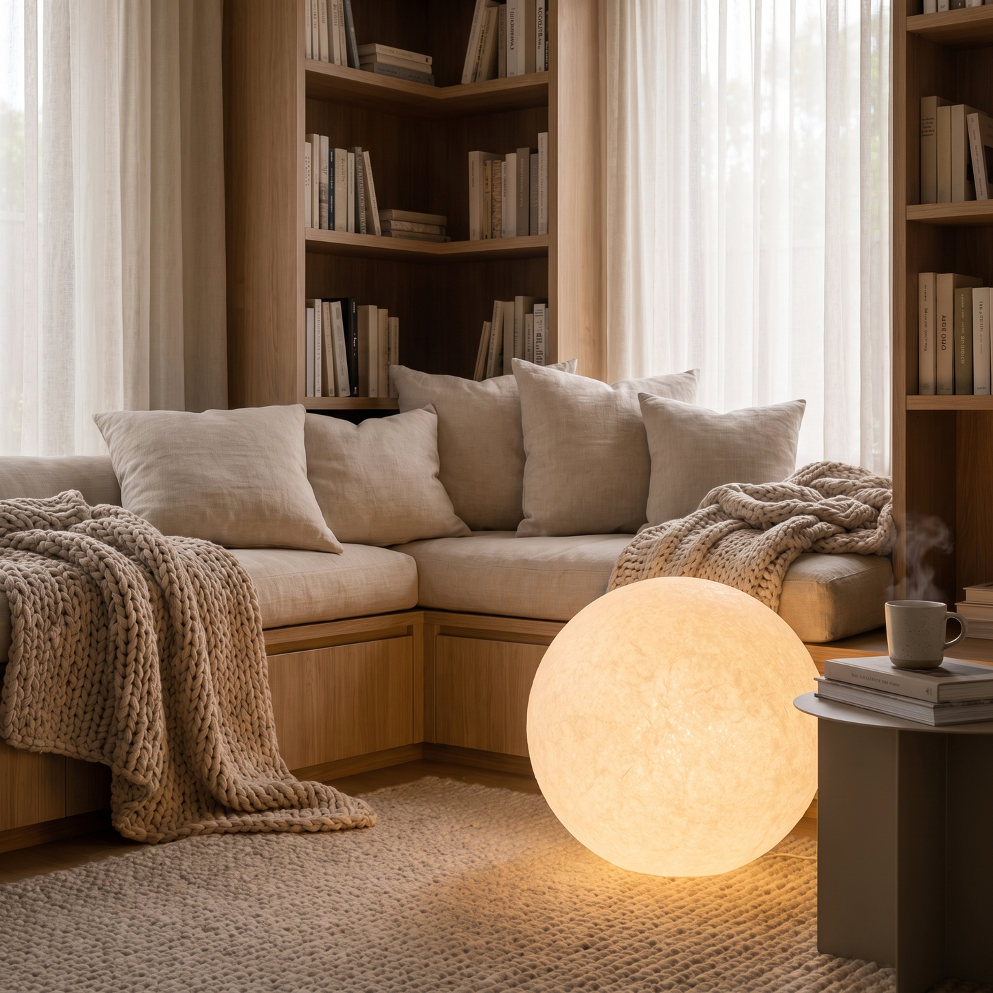 Lunara | Stylish Modern Moon Globe Standing Floor Lamp with Marble Base