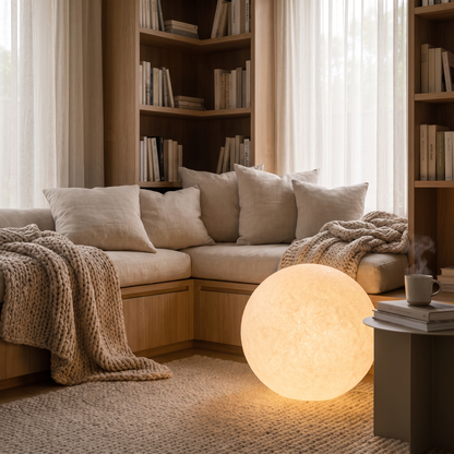 Lunara | Stylish Modern Moon Globe Standing Floor Lamp with Marble Base