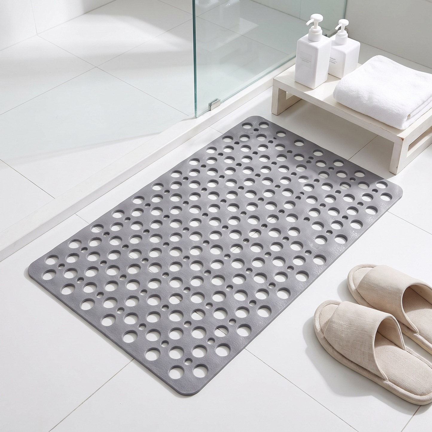 Silicone Non-Slip Shower Mat with Hygienic Design for Safe Bathing