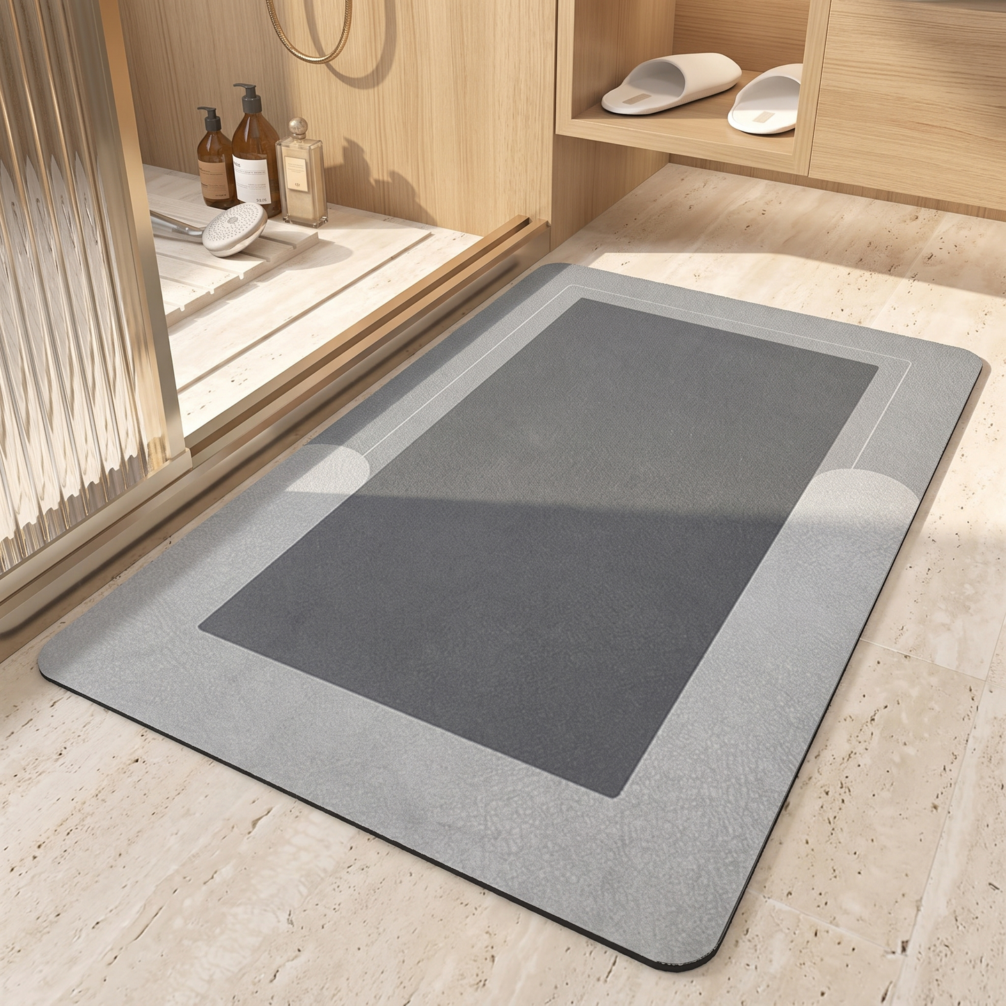 Ultra Absorbent Bathroom Mat with Anti-Slip Base | Quick-Dry Microfiber for Safe and Stylish Floors