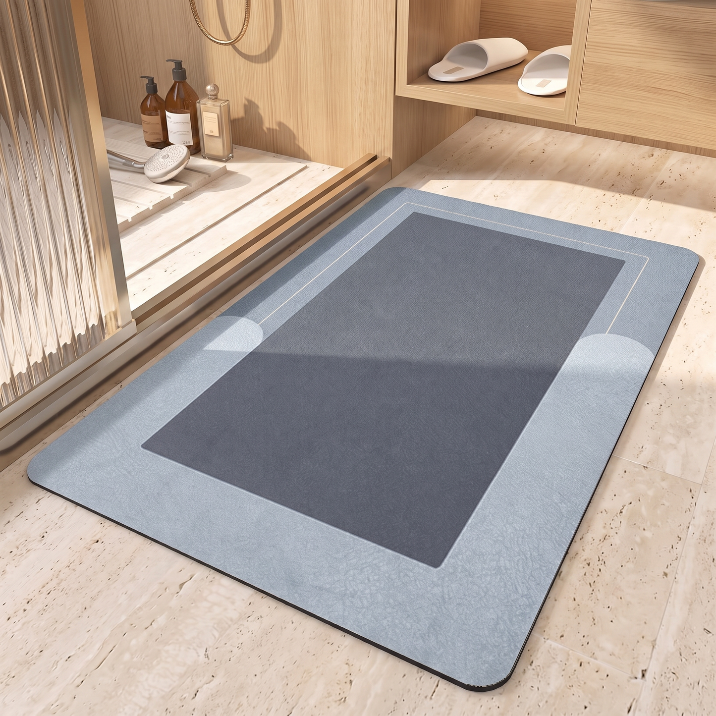 Ultra Absorbent Bathroom Mat with Anti-Slip Base | Quick-Dry Microfiber for Safe and Stylish Floors