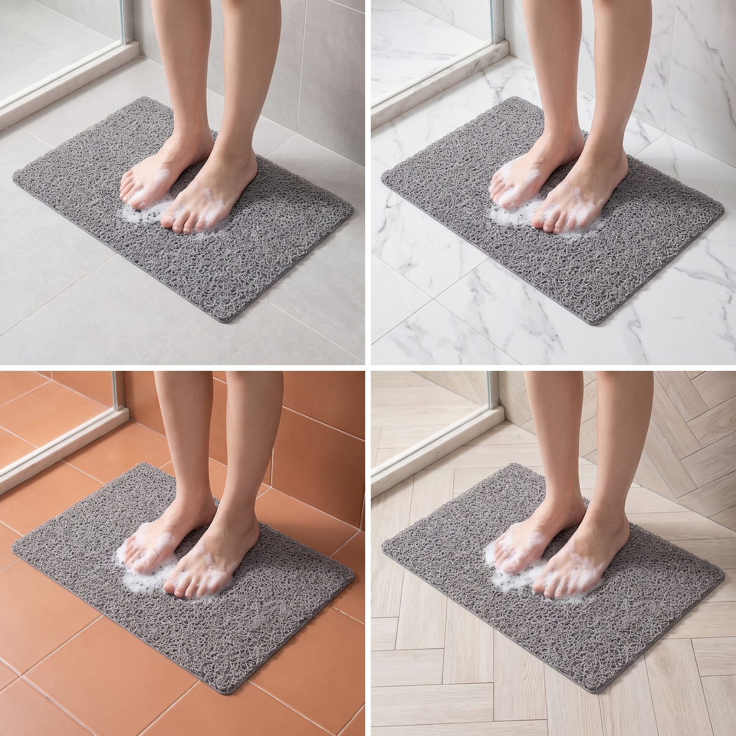 ComfortFlow | Non Slip Bath Mat with Quick-Draining Design | Soft Cushioned Surface for Safety and Comfort