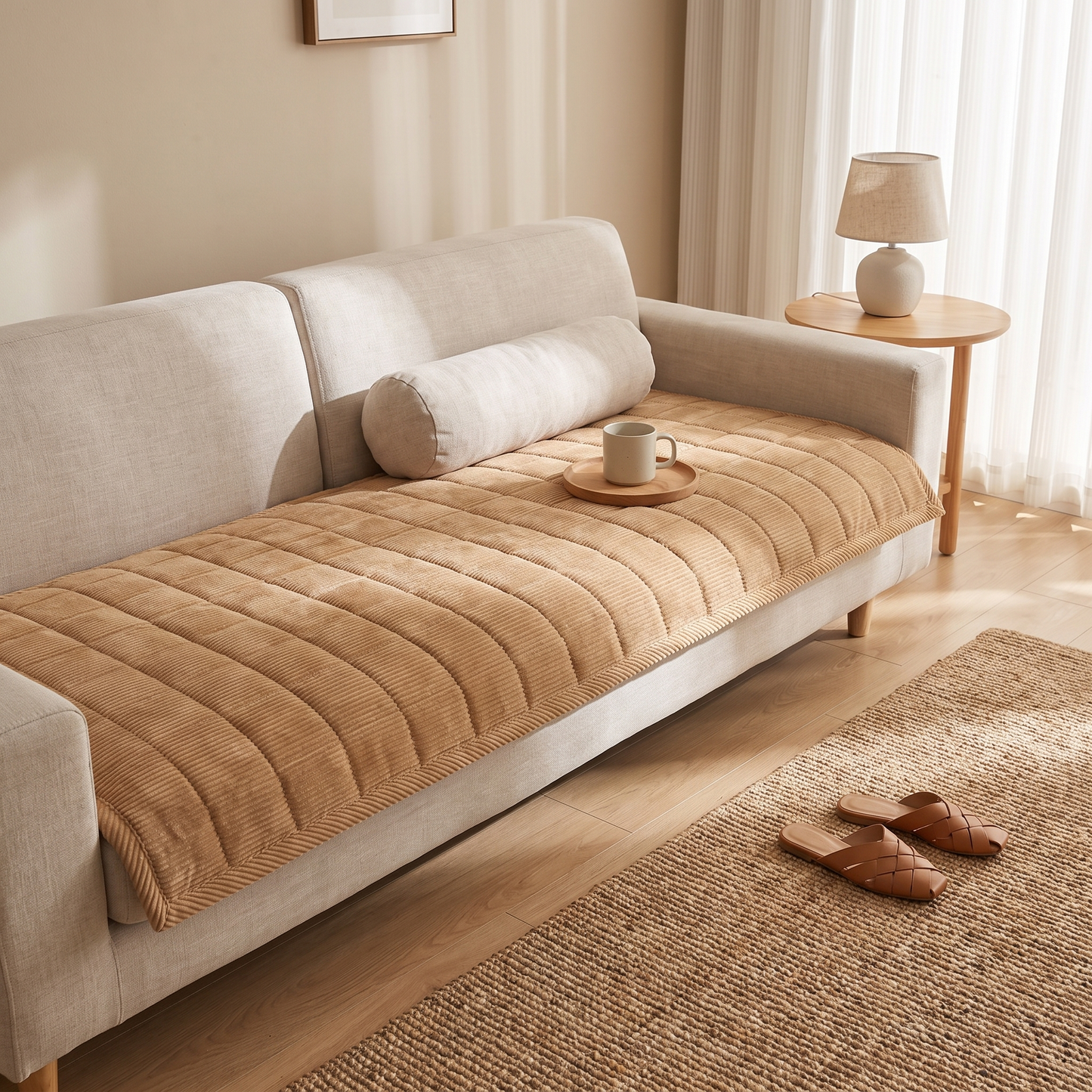Quilted Couch Cover Mat with Non-Slip Design | Elegant Protection for Daily Comfort