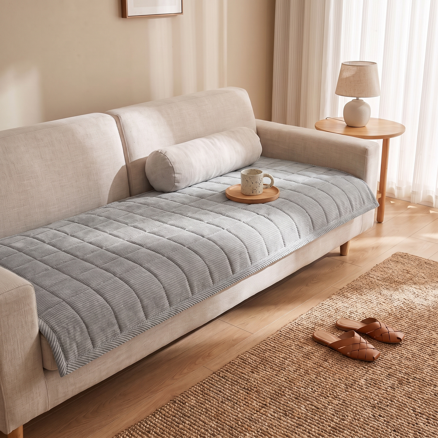 Quilted Couch Cover Mat with Non-Slip Design | Elegant Protection for Daily Comfort