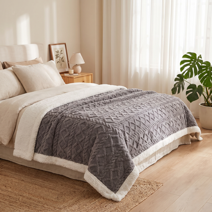 Cozy Haven | Reversible Throw Blanket with Ultra-Soft Sherpa Fleece | Perfect for Year-Round Comfort