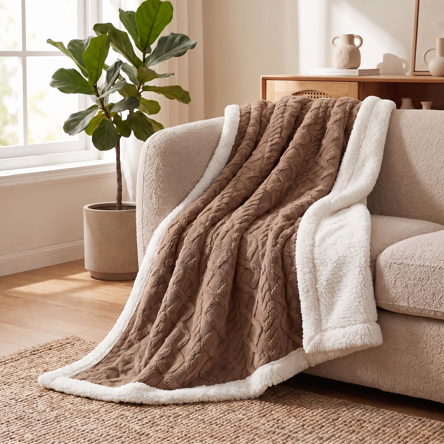 Cozy Haven | Reversible Throw Blanket with Ultra-Soft Sherpa Fleece | Perfect for Year-Round Comfort