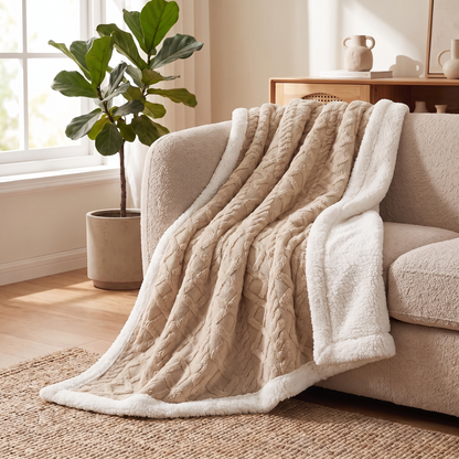 Cozy Haven | Reversible Throw Blanket with Ultra-Soft Sherpa Fleece | Perfect for Year-Round Comfort