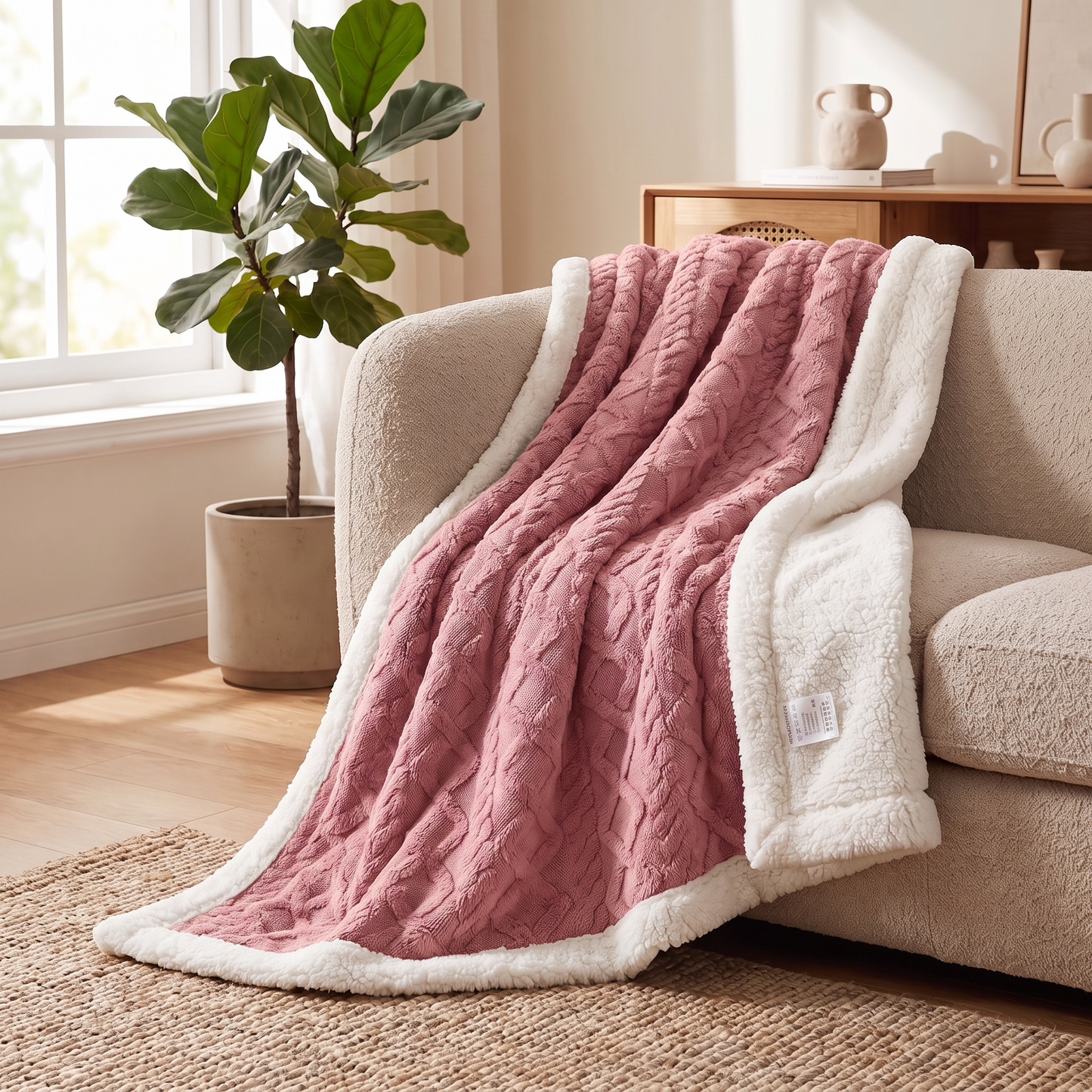 Cozy Haven | Reversible Throw Blanket with Ultra-Soft Sherpa Fleece | Perfect for Year-Round Comfort